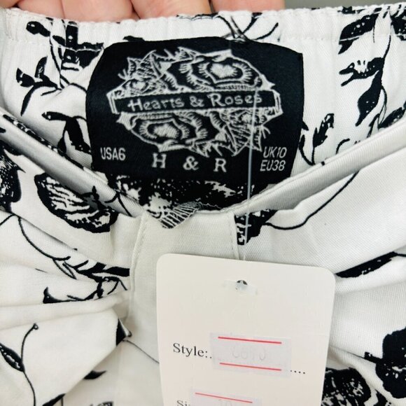 H&R London Graphite Flower Outline 50s Rockabilly Classic Punk Dress NWT Sz 6 - Picture 10 of 16